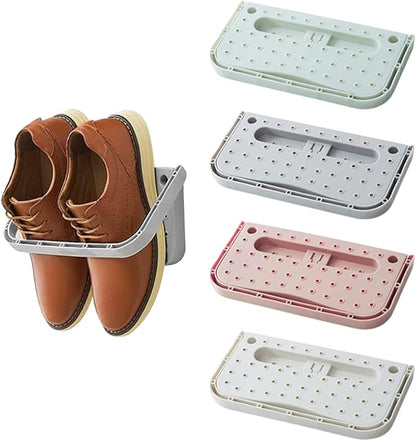 Wall Mounted Shoe Rack 4 Pcs Foldable Hanging Wall Shoes Rack without Drilling Space-saving Shoes Organizer Holder Hanger for Front Door, shoes rack