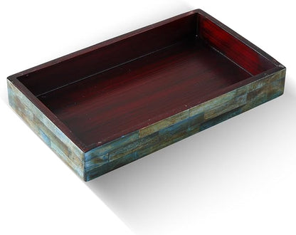 Handicrafts Home Small Bathroom Tray for Countertop, Bone Inlay Vanity Tray for Cosmetics, Guest Towel Holder, Decorative Serving Tray for Bathroom & Kitchen Counter Organizer, Vintage Decor - 10x6