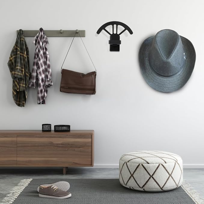 2 PCS Adjustable Cowboy Hat Rack Holder, Wooden Wall Mount Stand, Keep Original Shape of Hat with 4 Speed Adjustable Western Hat Display for Storage Fedoras Hats (Bamboo)