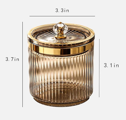 Plastic Cotton Swab Ball Box Pad Holder Floss Organizer Box Clear Container Dispenser-Amber