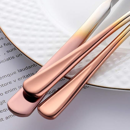 Fine Flatware Set, Baikai 20 Pieces Silverware Cutlery Sets, Stainless Steel Gradient Rose Gold Kitchen Tableware Utensils Service for 4, Dishwasher Safe