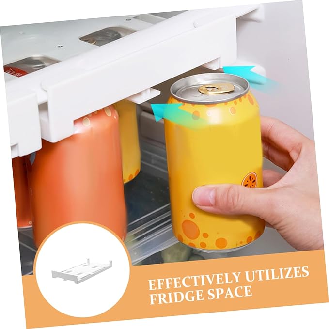 jojofuny 2pcs Hanging Beverage Organizer for Refrigerator Double Row Can Holder for Diameter Soda Beer Cans Space-saving Fridge Storage Hips Material