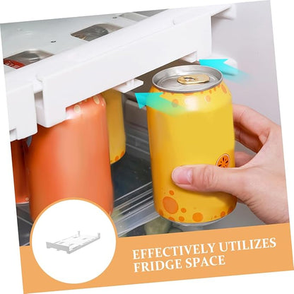 jojofuny 2pcs Hanging Beverage Organizer for Refrigerator Double Row Can Holder for Diameter Soda Beer Cans Space-saving Fridge Storage Hips Material
