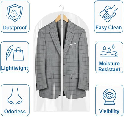 36” All Clear Garment Bags for Women Suit Bags - PEVA Waterproof Suit Cover with Zipper for,Hanging Clothes, Coats - Durable Dresser for Closet Storage, Dustproof & Moisture Resistant - 36”/2 Pack