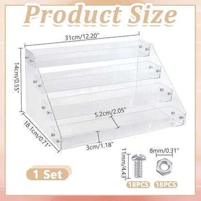 4 Layers Acrylic CD Holder CD Cases Cosmetic Storage Holder Nail Polishes Organizer Shelf Acrylic Makeup Display Rack Stand Clear Cosmetic Display Shelf for DVD Case Makeup Jewelry