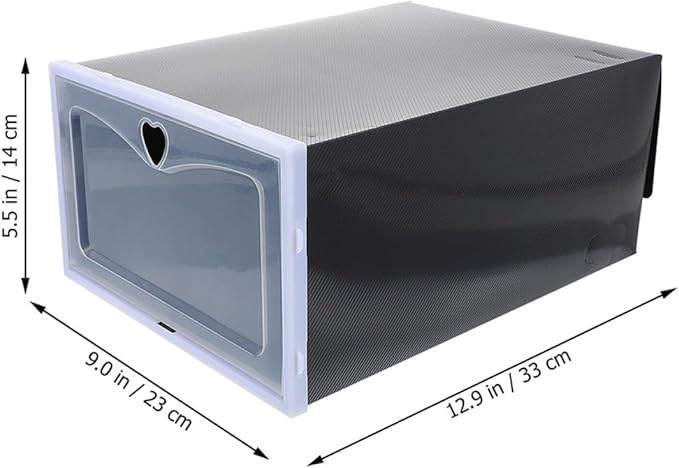 Ciieeo 6pcs Flip-top Shoe Boxes 33x23x14.5cm Plastic Sneaker Organizers Dustproof Stackable Shoe Storage for Men Home Closet