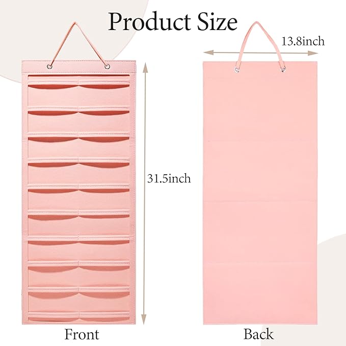 Hanging Hair Claw Clips Organizer, 31.4 x 12 inch Hair Clip Organizer for Women for Closet and Wall Option for Fashion Lovers and Home Organizers (Pink)