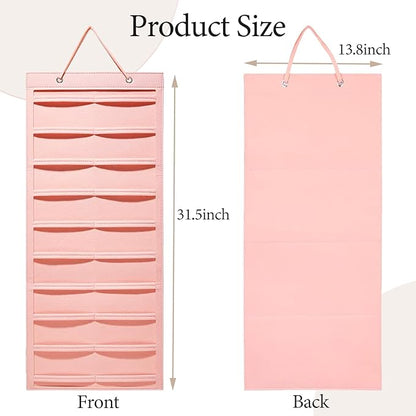 Hanging Hair Claw Clips Organizer, 31.4 x 12 inch Hair Clip Organizer for Women for Closet and Wall Option for Fashion Lovers and Home Organizers (Pink)