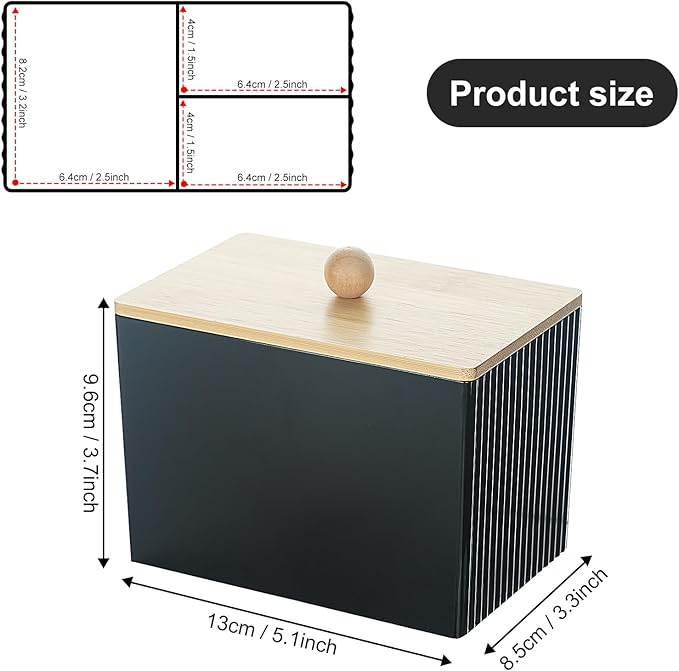 KIMCHOMERSE Qtip Holder Storage, Bathroom Cotton Ball Holder Canisters for Cotton Swab, Cottons Pad, Dental Floss Organizer, Hair Bands Container for Vanity Countertop -Black