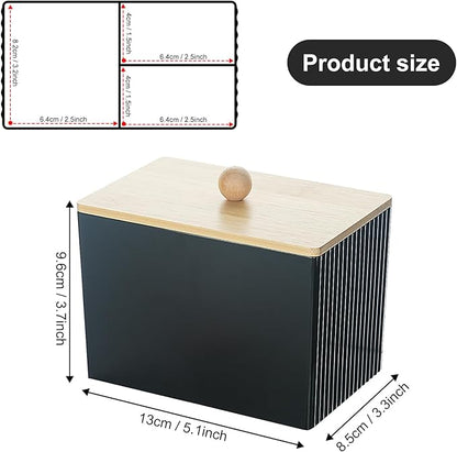 KIMCHOMERSE Qtip Holder Storage, Bathroom Cotton Ball Holder Canisters for Cotton Swab, Cottons Pad, Dental Floss Organizer, Hair Bands Container for Vanity Countertop -Black
