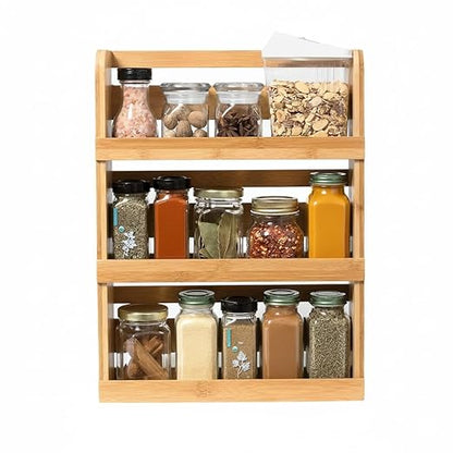 Lipper International 8840 Bamboo 3-Tier Spice Rack, 2.75-inch Depth Accommodates many Types of Spice Jars