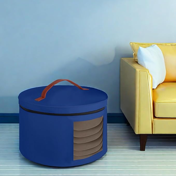 Samplife Hat Box,Hat Storage Box,Stackable Round Brim Hats Organizer Bag Container for Closet,Travel Hat Boxes for Women, Cowboy Hat Organizer, FoldableTravel Cap Boxes (06-Blue, 16.5" D x 10.5" H)