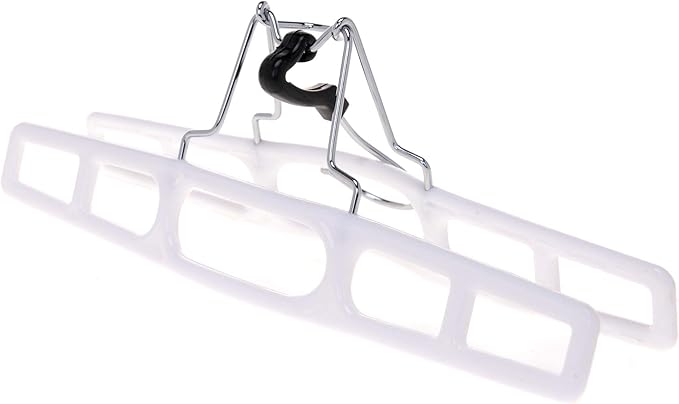 Premium Skirt Hangers 60-Pack - Thin Space-Saving Skirt Hanger Set with Clamp, Pant Hanger, Shorts Hangers with Heavy-Duty Locking Clasp, Multipurpose Quality Jean Hangers Set (White, 60)