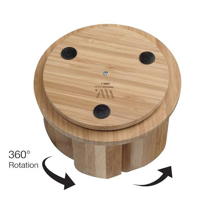 MobileVision Bamboo Circular Rotating Makeup Organizer, 5 Sections for Cosmetic Brushes, Lipsticks, Eye Liners, Accessories, Beauty Products & More