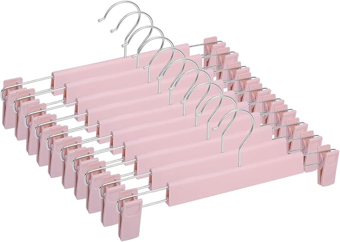 NORTHERN BROTHERS Pants Hangers with Clips Skirt Hangers for Women, Heavy Duty, Plastic Clip Hangers for Pants Clothes Trousers Shorts (30pack, Pink)