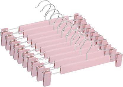 NORTHERN BROTHERS Pants Hangers with Clips Skirt Hangers for Women, Heavy Duty, Plastic Clip Hangers for Pants Clothes Trousers Shorts (30pack, Pink)