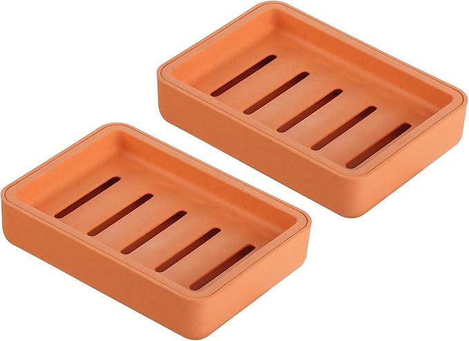 Plastic Soap Dish, Soap Bar Holder with Drip Tray, Draining Soap Box for Shower,Kitchen, Bathroom