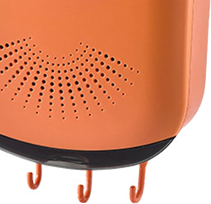 Fdit Wall Mounted Kitchen Utensil Holder with Cover Multifunctional Draining Chopstick Cage with Dust Prevention 3 Compartments Utensil Drying Rack for Cutlery Chopstick Spoons Forks (Orange)