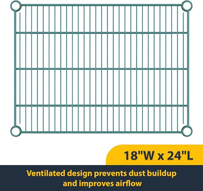 2 Pack Green Additional Wire Shelf for 18" x 24" Shelving Units, Replacement Shelves for Wire Rack