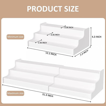 Sezanrpt Expandable Spice Rack Cabinet Organizer 3 Tier, White Kitchen Counter Display Shelf, Seasoning Organizer for Cabinet, Moisture Resistant