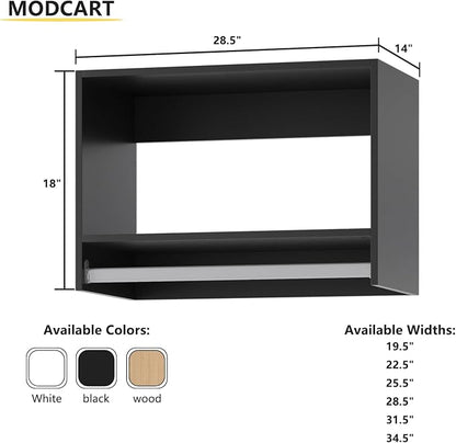 Tall Hanging Closet Unit, Modular Closet System, Wood Closet System Organizer with Storage for Walk In Closets, Clothing Rack Wardrobe Closet for Hanging Clothes, Bedroom, Black, 28.5"W