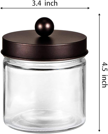 SheeChung Bathroom Organizers and Storage - 2Pack Qtip Holders Bathroom Canister Apothecary Jars for Cotton Swabs, Rounds, Balls, Qtips,Makeup Sponges, Flossers,Bath Salts - Bronze