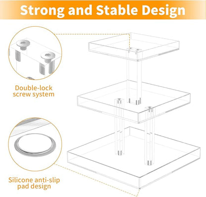 NIUBEE 3-Tier Perfume Organizer, Clear Resin, Rectangular Tray, Sturdy Design, Space Saver, Convenient Access, Easy Assembly