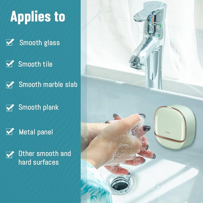 Luxury Soap Holder with Drain Tray, Waterproof Soap Dish Holder, Keep Soap Bars Dry, Adhesive Soap Case Box Wall Mounted for Shower, Bathroom, Bathtub, Mint Green