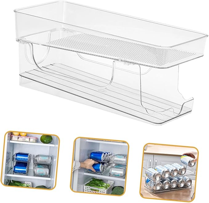 Double Storage Box Fridge Soda Can Organizer Can Drink Organizer for Fridge