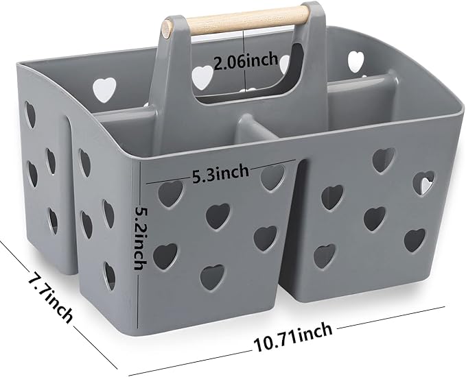 Anyoifax Portable Shower Caddy Plastic Shower Basket Organizer Divided Bathroom Caddy Storage Cleanning Caddy Tote with Handle for College, Dorm Room, Kitchen, Grey