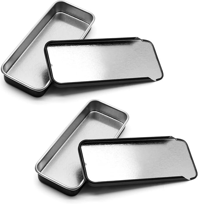 10 Pcs Black Metal Tin Container Slide Lid, 3.15" x 1.34" x 0.47" Metal Tin Container Slide Top for DIY Pills, Solid Perfumes, Lip Balms, Cards and Herbs