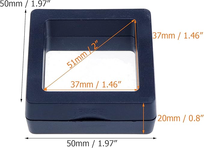 Coshar 20PCS 3D Floating Frame Coin Display Case, Clear PE Jewelry Storage Box, 3D Floating Storage Frame Holder for Jewelry Rings Challenge Coins Medallions Collectibles, Black, 2" x 2" x 0.8"