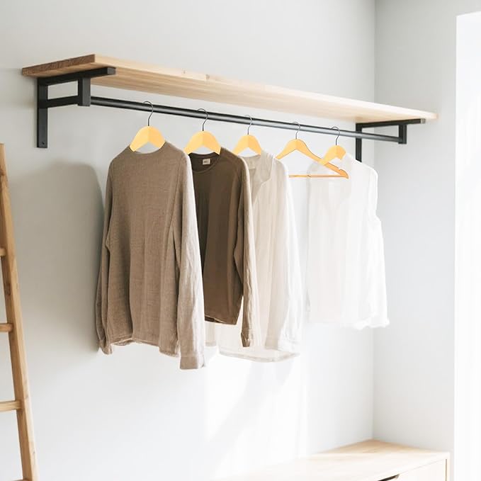 Quality Wooden Clothes Hangers, Solid Wood Suit & Coat Hangers with Pants Bars, Swivel Hook, Shoulder Notches, Heavy Duty Hangers for Shirts, Jackets, Dresses & Trousers(Natural Wood/72-Pack)