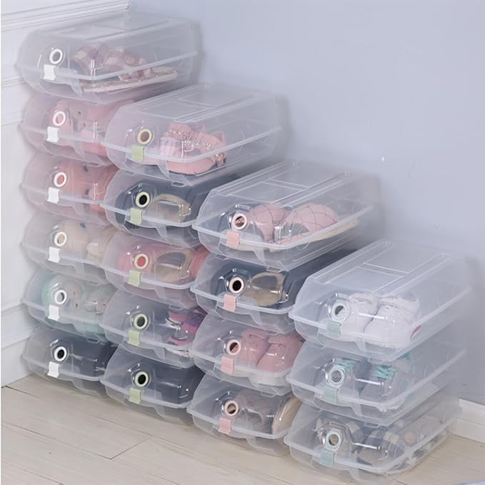 BESPORTBLE Thickened Large Plastic Shoe Storage Box with Flip-top Lid Dustproof Shoe Organizer for Men and Women Suitable for Closet and Home Use