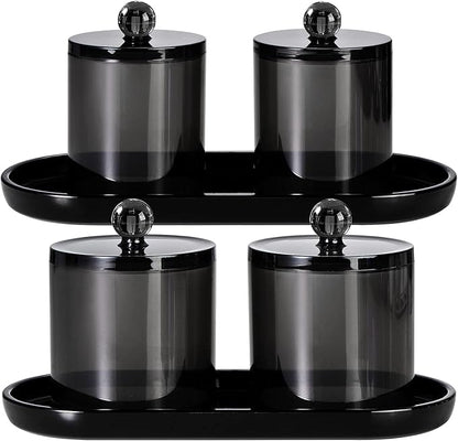 SheeChung Acrylic Vanity Tray Bathroom Storage Tray, 9.65 in x 4.5 in Catchall Holder, Countertop Sink Dispenser Organizer for Cabinet, Vanity, Shelf, Cupboard, or Closet Organization (2 Pack, Black)
