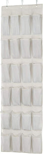 Amazon Basics 24 Medium Mesh Pocket Over-the-Door Hanging Shoe Organizer, Space Saving Shoe Storage, Light Grey | Over-the-Door