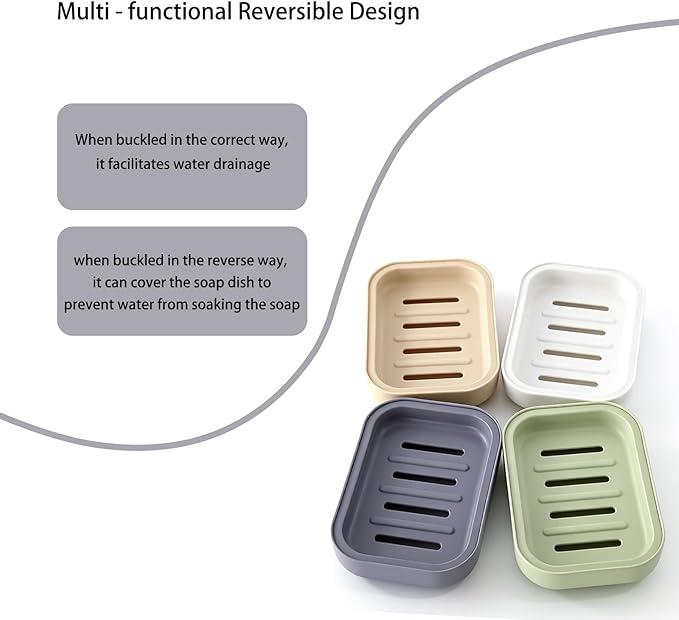 4 Pack Plastic Soap Dish,Double Layer Soap Container Draining Soap Holder,Multi-Functional Soap Holder for Shower/Bathroom or Kitchen