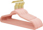 ManGotree Velvet Coat Hangers with 360° Swivel Gold Hook, Non-Slip Felt Suit Hangers, Slim Space Saving Clothes Hanger for Jacket, Sweater, Shirt, Dress, Pants (22 Pack, Light Pink)