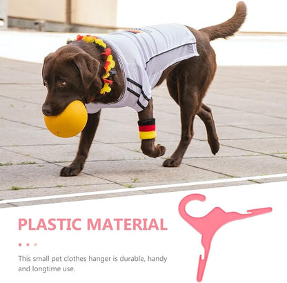 POPETPOP 20 Pcs Plastic Dog Clothes Hangers Anti-Skid Pet Clothing Drying Rack for Small Dogs Cats Lightweight Puppy Coat Organizer for Indoor Outdoor Use 7.48X3.54 Inch