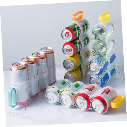 ULTECHNOVO 3pcs Portable Soda Can Organizer Refrigerator Shelf Beer Can Holder with Carrier Handle for Juice Drink Beer Fridge Storage Sliding Rack