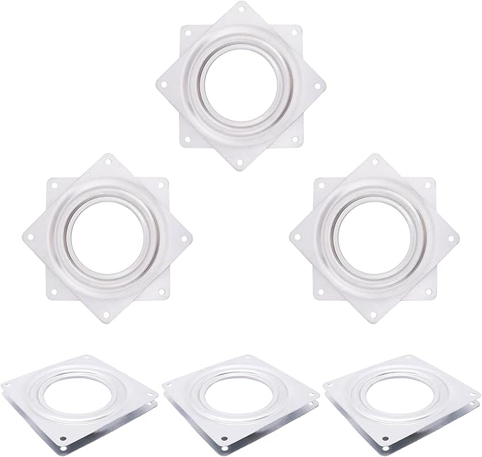 6PCS 4 Inch Lazy Susan for Table Top, Steel Ball Bearing Square Rotating Tray Hardware, Metal Lazy Susan Turntable Swivel Plate for Bar Stool Chair, Serving Trays, Storage Racks