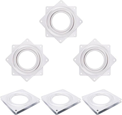 6PCS 4 Inch Lazy Susan for Table Top, Steel Ball Bearing Square Rotating Tray Hardware, Metal Lazy Susan Turntable Swivel Plate for Bar Stool Chair, Serving Trays, Storage Racks