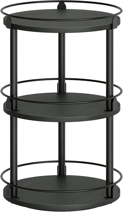 YATINEY 3-Tier Lazy Susan Organizer, Rotating Spice Rack, Spinning Organizer, Industrial Turntable Spice Rack Organizer for Cabinet, Kitchen Countertop, Pantry, Black SR23BK