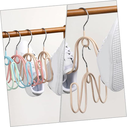 4pcs Stainless Steel PVC Shoe Drying Rack Space-Saving Hanging Storage for Shoes -Dry Organizer for Entryway and Balcony