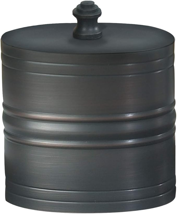 nu steel Swab/Cotton Container Bogart Canister Jar with Lid for Cosmetics and Makeup Storage, Bathroom, Countertop, Desk, and Vanity, Oil Rubbed Bronze, BG1H