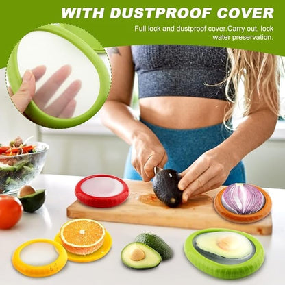 T-Raputa Avocado Saver and Tomato Holder - Set of 4 Reusable Storage Containers for Fridge - Ideal for Garlic, Onions, Lemons, and Potatoes