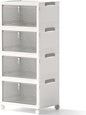 Storage Bins with Lids,4 Tier Stackable Storage Bins with Drawers,4 Pack Collapsible Plastic Storage Boxes with Wheel-1 Lid,23QT Foldable Containers for Closet Living Room Bedroom Office.