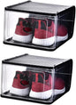 Outanaya 5pcs Shoe Storage Bin Foldable Plastic Shoe Boxes Breathable Loop for Easy Access
