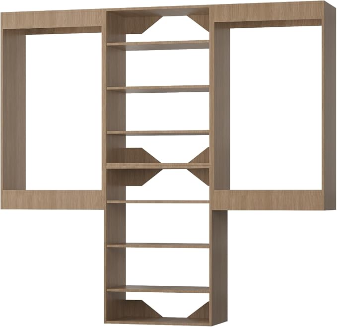 Modular Closet Organizer - 60" Wide Wardrobe Storage with Wood Towers for Walk In Closets - Wall Mounted