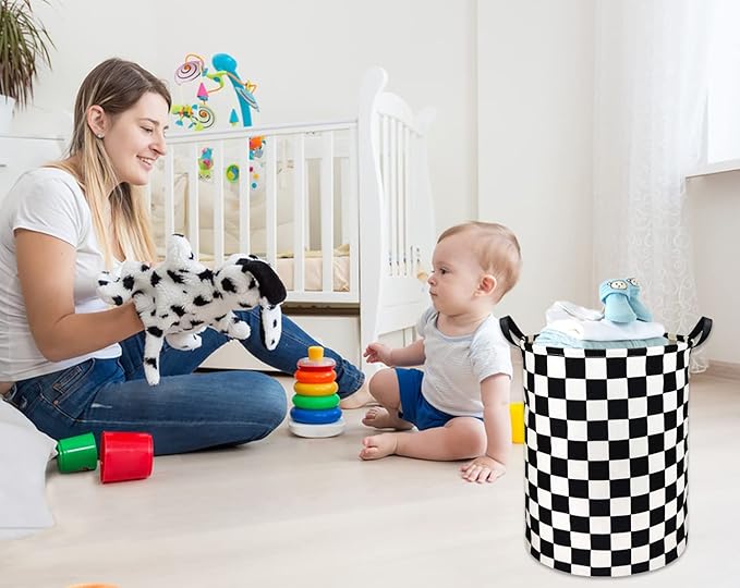 Boys Laundry Basket hamper Kids Hamper Car Toy Organizer Bins for Room Decor,Gift Basket for Bedroom(Racing Flag)